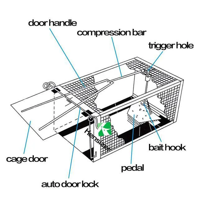 Alt view image 4 of 7 - Humane Rat Trap, Chipmunk Rodent Trap that Work for Indoor and Outdoor Small Animal - Mouse Voles Hamsters Live Cage Catch and Release 1-Pack Small 10.5" L x 5.5" W x 4.5" H
