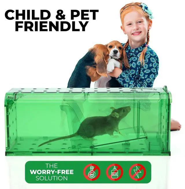 Alt view image 3 of 7 - Live Mouse Traps Indoor for Home Use - Reusable Rodent Traps for House Indoor, Safe & Effective Rat Trap Outdoor - Humane Mice Control with Cleaning Brush