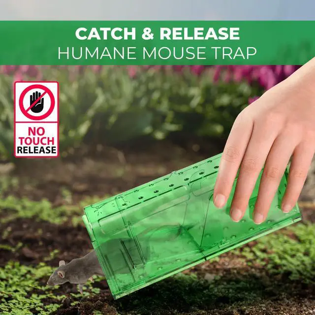 Alt view image 6 of 7 - Live Mouse Traps Indoor for Home Use - Reusable Rodent Traps for House Indoor, Safe & Effective Rat Trap Outdoor - Humane Mice Control with Cleaning Brush