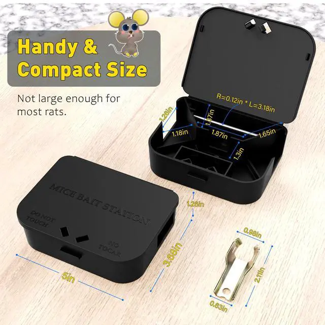 Alt view image 2 of 7 - Mouse Stations with Keys 6 Pack, Keyless Design and Key Required Mouse Stations, Mice Stations, Keeps Children and Pets Safe Indoor & Outdoor, Black