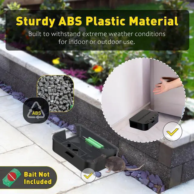 Alt view image 3 of 7 - Mouse Stations with Keys 6 Pack, Keyless Design and Key Required Mouse Stations, Mice Stations, Keeps Children and Pets Safe Indoor & Outdoor, Black