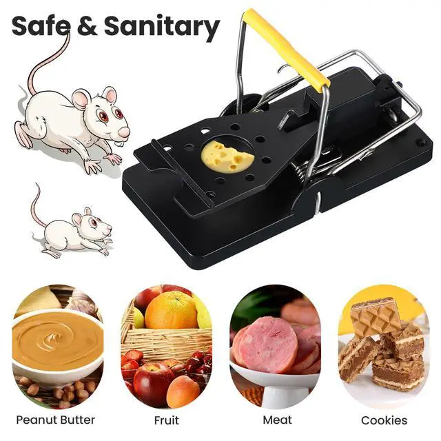 Alt view image 4 of 7 - Pcs Mouse Traps Bulk Plastic Snap Rat Trap Reusable Quick Effective Safe for Indoor Outdoor Home House Warehouse Garden Kitchen 3.86 x 1.81 x 2.17 Inch (Black,Yellow)