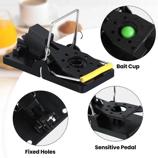 Alt view image 6 of 7 - Pcs Mouse Traps Bulk Plastic Snap Rat Trap Reusable Quick Effective Safe for Indoor Outdoor Home House Warehouse Garden Kitchen 3.86 x 1.81 x 2.17 Inch (Black,Yellow)