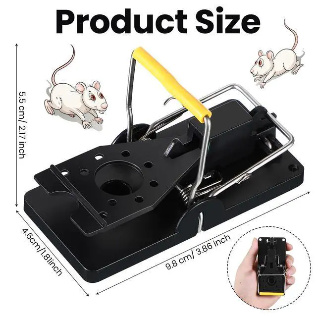 Alt view image 5 of 7 - Pcs Mouse Traps Bulk Plastic Snap Rat Trap Reusable Quick Effective Safe for Indoor Outdoor Home House Warehouse Garden Kitchen 3.86 x 1.81 x 2.17 Inch (Black,Yellow)