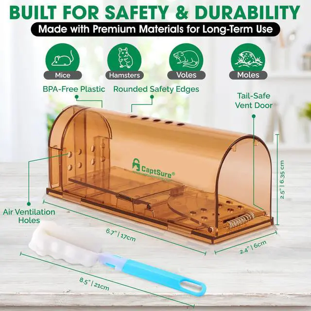 Alt view image 4 of 7 - Humane Mouse Traps Indoor for Home - Small Trap Indoor/Outdoor, Live Mouse Trap Catch and Release, Pet-Safe Mice Traps- Ideal No Kill Mouse Traps for Rodents, 4 Pack of Humane Mouse Trap