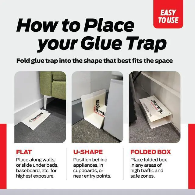 Alt view image 4 of 5 - Glue Traps for Mice & Bugs Safe Around Children & Pets Strong Adhesive Glue for Bugs, Insects & Cockroaches Easy to Use & Clean Sticky Glue Traps for Indoor Use (12 Pack)