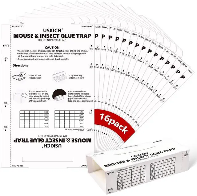 Main image of 16 Pack Mouse Glue Trap,Mouse Traps Indoor for Home,Adhesive Bugs Roach Spider Insect Traps,Sticky Mouse Traps,Bulk Glue Traps for Mice