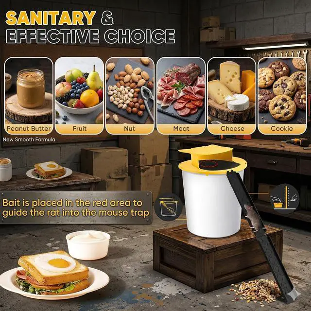 Alt view image 5 of 5 - Mouse Bucket Trap with Auto Reset Lid, Mouse Bucket Trap for 5 Gallon Bucket, Reusable Rodent Control Tool for Indoor Outdoor Use, Home Garage Barn