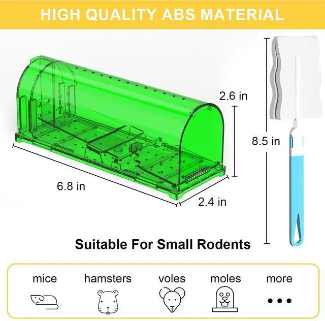 Alt view image 2 of 7 - 4 Pack 93 Holes Humane Mouse Traps Indoor for Home/Outdoor, Live Catch and Release Mice Traps, No Kill Mouse Catcher, Easy to Set and Reusable Humane Trap, Safe for Families and Pets