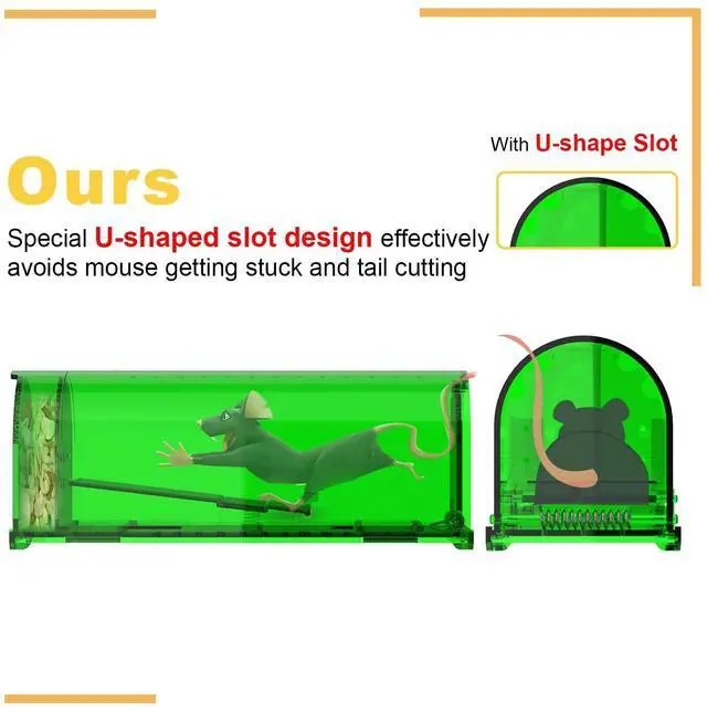 Alt view image 6 of 7 - 4 Pack 93 Holes Humane Mouse Traps Indoor for Home/Outdoor, Live Catch and Release Mice Traps, No Kill Mouse Catcher, Easy to Set and Reusable Humane Trap, Safe for Families and Pets