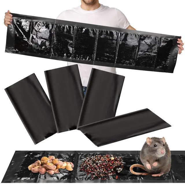 Main image of Inch Ultra Large Sticky Mouse Glue Traps Sticky Rat Trap that Work for Rats Roaches Rodents Heavy Duty Pre Baited Mats Indoor Outdoor Catch Pest (Black)
