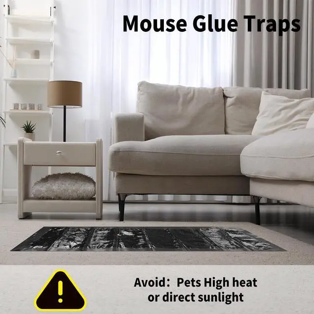 Alt view image 3 of 7 - Inch Ultra Large Sticky Mouse Glue Traps Sticky Rat Trap that Work for Rats Roaches Rodents Heavy Duty Pre Baited Mats Indoor Outdoor Catch Pest (Black)
