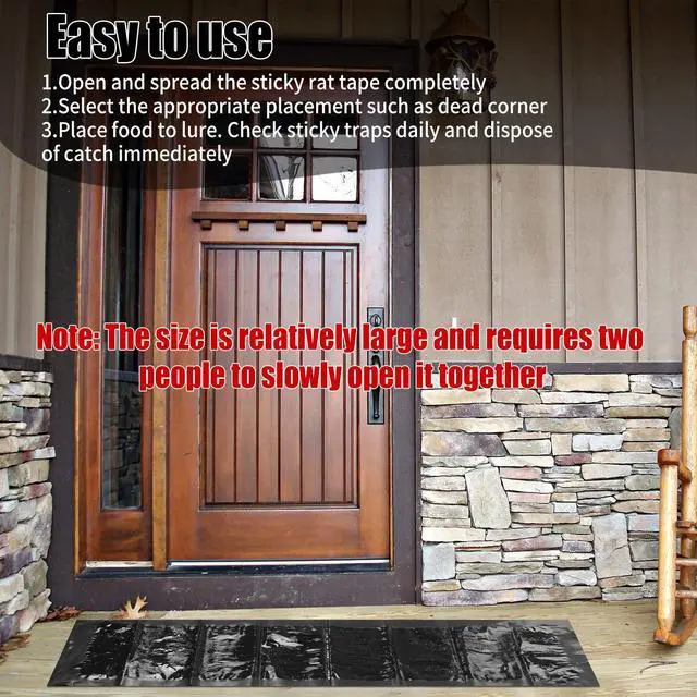 Alt view image 6 of 7 - Inch Ultra Large Sticky Mouse Glue Traps Sticky Rat Trap that Work for Rats Roaches Rodents Heavy Duty Pre Baited Mats Indoor Outdoor Catch Pest (Black)
