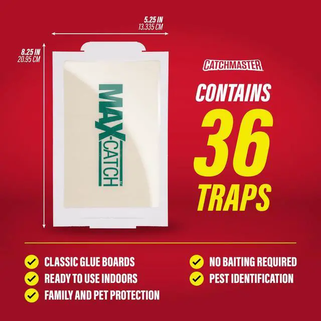 Alt view image 2 of 7 - Max-Catch Mouse & Insect Glue Trap 36pk, Mouse Traps Indoor for Home, Sticky Pest Control Adhesive Tray for Catching Bugs, Bulk Classic Glue Boards