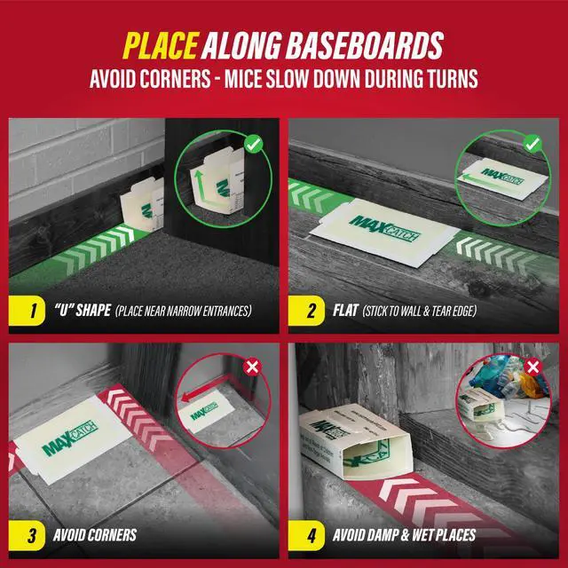 Alt view image 5 of 7 - Max-Catch Mouse & Insect Glue Trap 36pk, Mouse Traps Indoor for Home, Sticky Pest Control Adhesive Tray for Catching Bugs, Bulk Classic Glue Boards