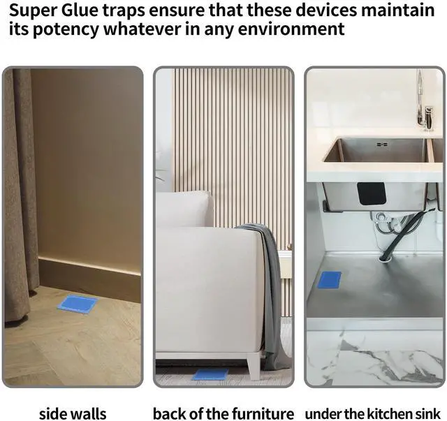 Alt view image 4 of 7 - Mouse & Insect Traps 12 Pack, Heavier Sticky Traps with Non-Toxic Glue for Small Mice & Insects. Sticky Mouse Traps Indoor for Home, Easy to Set