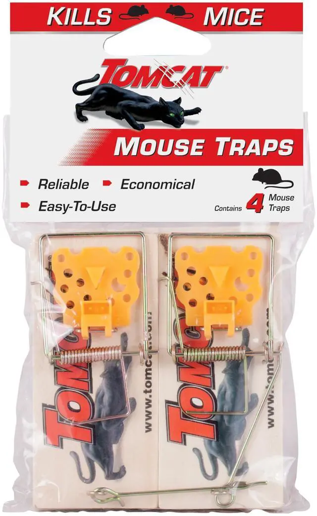 Main image of Wooden Mouse Traps - Disposable Non-Chemical Mouse Trap for Homes, Garages and Basements, 4 Pack