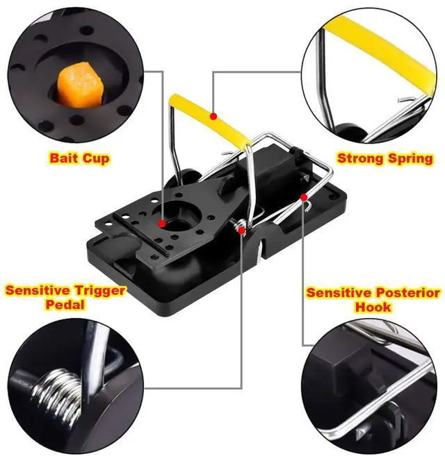 Alt view image 4 of 6 - 12 Pack Mouse Traps Indoor for Home, Reusable Mice Traps for House, Safe No Touch Humane Snap Traps, Small Mice Catchers for Home Indoor, Quick-Set Mousetraps Effective