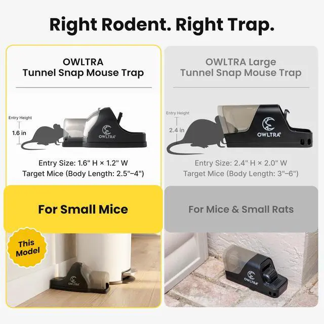 Alt view image 3 of 7 - in-/Outdoor Safe Tunnel Snap Mouse Trap 2PCS, Instant Eliminate Rodent Snap Trap with Clear Tunnel Entry, Touch-Free Release, and Powerful Snap, Black, TST-217