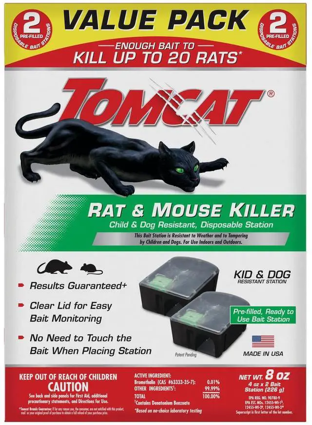 Main image of Rat and Mouse Killer Disposable Stations for Indoor/Outdoor Use: Child and Dog Resistant, Pre-Filled, Easy Monitoring, 2-Pack