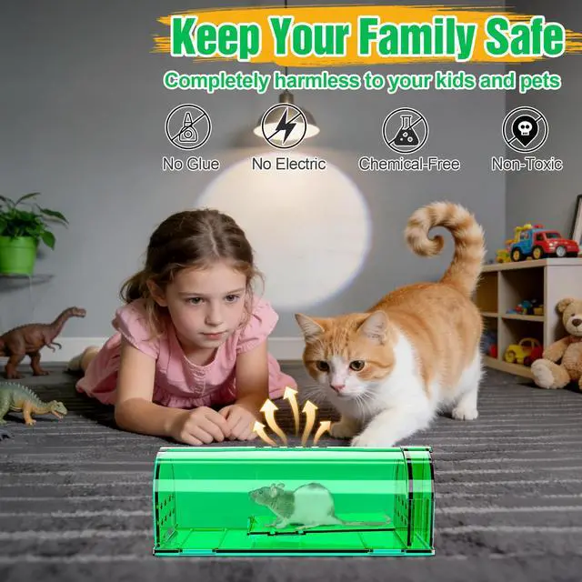 Alt view image 5 of 7 - 4 Pcs Humane Mouse Traps No Kill, Live Mouse Trap, Reusable Mice Trap Catch for House & Outdoors