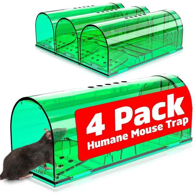 Main image of 4 Pcs Humane Mouse Traps No Kill, Live Mouse Trap, Reusable Mice Trap Catch for House & Outdoors