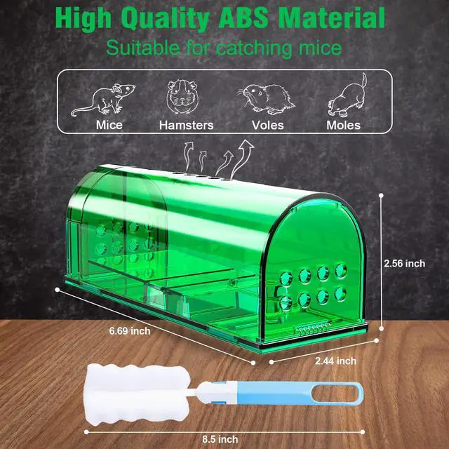 Alt view image 6 of 7 - 4 Pcs Humane Mouse Traps No Kill, Live Mouse Trap, Reusable Mice Trap Catch for House & Outdoors