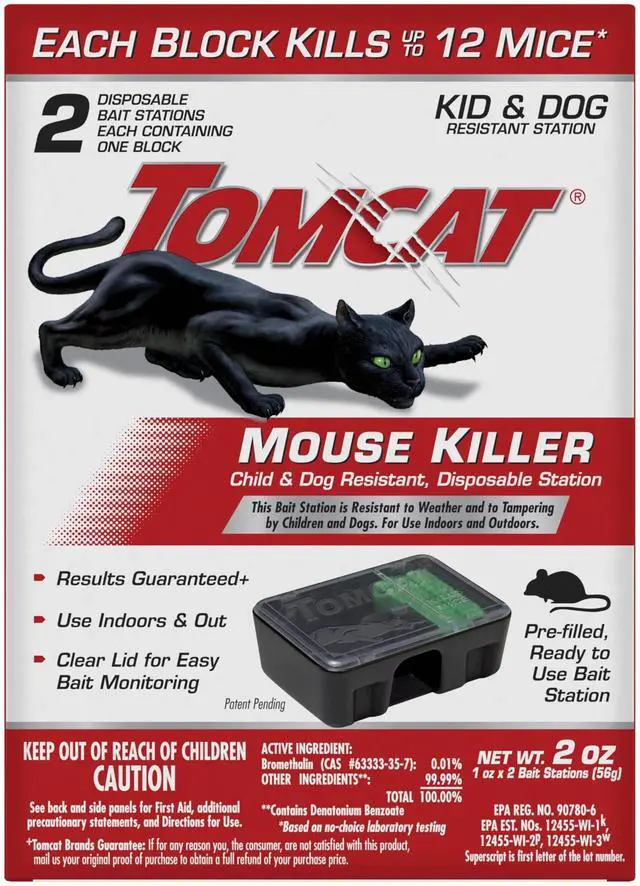 Main image of Mouse Killer Disposable Bait Station Child & Dog Resistant, Indoor/Outdoor Use, Easy Monitoring, 2 Pre-Filled Bait Stations
