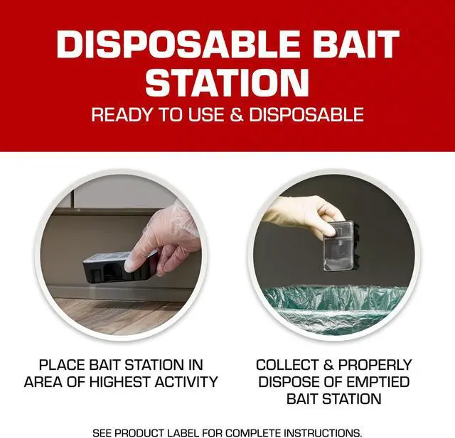 Alt view image 4 of 7 - Mouse Killer Disposable Bait Station Child & Dog Resistant, Indoor/Outdoor Use, Easy Monitoring, 2 Pre-Filled Bait Stations