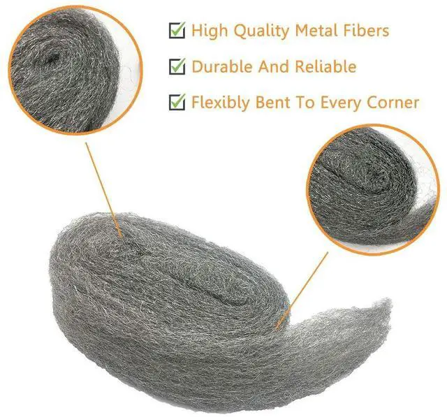 Alt view image 2 of 7 - Steel Wool Mice Control, 2 Pack 3" x10 Ft Hole Filler, Gap Blocker, Barrier, Protect Against Animals in Holes, Siding, Pipeline, Vents for Garden, House, Garage