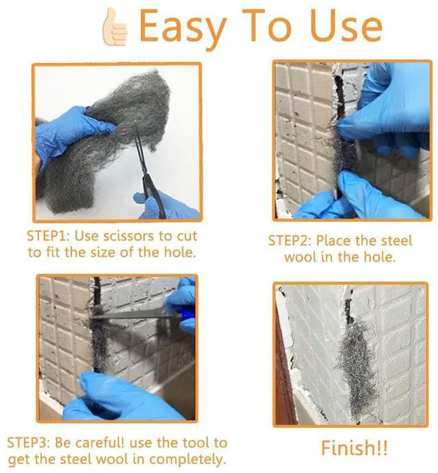Alt view image 5 of 7 - Steel Wool Mice Control, 2 Pack 3" x10 Ft Hole Filler, Gap Blocker, Barrier, Protect Against Animals in Holes, Siding, Pipeline, Vents for Garden, House, Garage