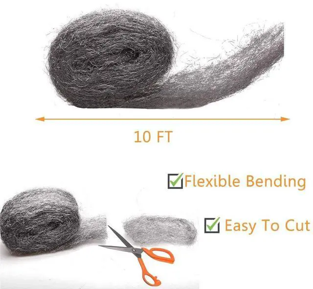 Alt view image 7 of 7 - Steel Wool Mice Control, 2 Pack 3" x10 Ft Hole Filler, Gap Blocker, Barrier, Protect Against Animals in Holes, Siding, Pipeline, Vents for Garden, House, Garage
