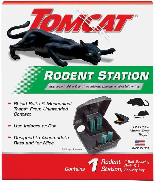 Main image of Rodent Station, Includes 1 Rodent Station with 4 Bait-Securing Rods and 1 Security Key - Fits Rat or Mouse Sized Traps (Baits & Traps Sold Separately), Use Indoors or Outdoors