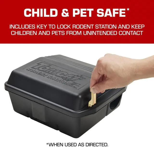 Alt view image 4 of 7 - Rodent Station, Includes 1 Rodent Station with 4 Bait-Securing Rods and 1 Security Key - Fits Rat or Mouse Sized Traps (Baits & Traps Sold Separately), Use Indoors or Outdoors