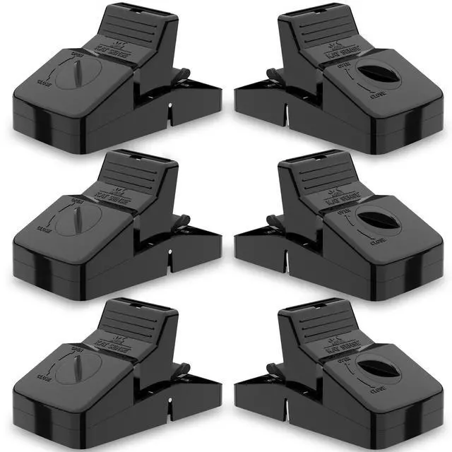 Main image of Pest Control Rat Traps Set of 6 Large Snap Traps for Rats Mice & Chipmunks Indoor & Outdoor Mouse Traps Reusable Humane Mousetraps Easy to Set Fast & Effective Powerful Snap Trampas Para Ratas Grandes