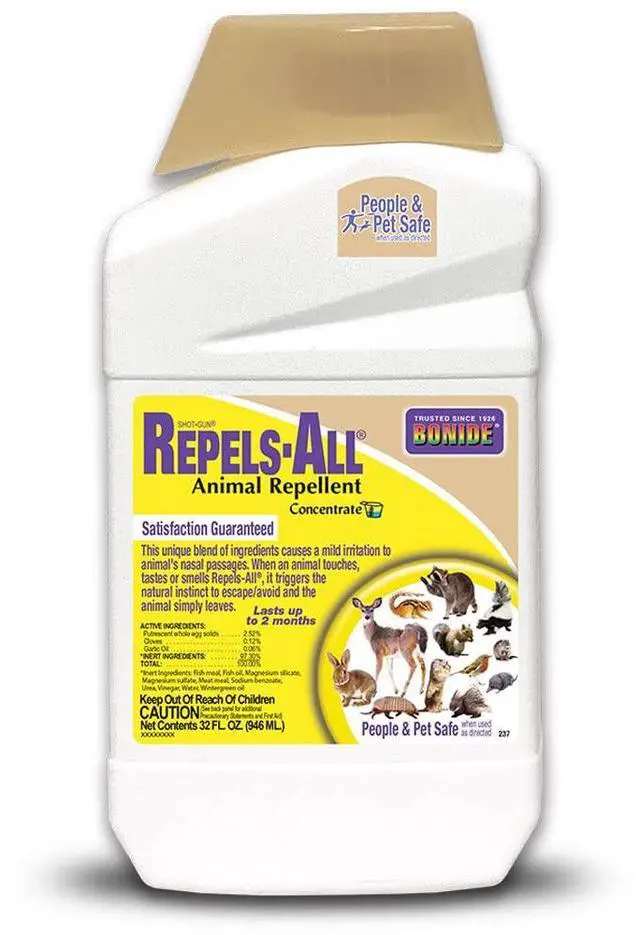 Main image of Repels-All Animal Repellent, 32 oz Concentrate, Long Lasting Outdoor Garden Deer Repellent, People and Pet Safe