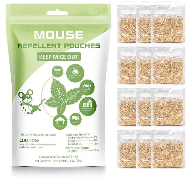 Main image of Natural Rodent Repellent Pouches for Indoor & Outdoor, Mouse Repellent Pouches with Ginger, Camphor & Peppermint Oil, Pest Deterrent Control for Mice, Rats & Squirrels