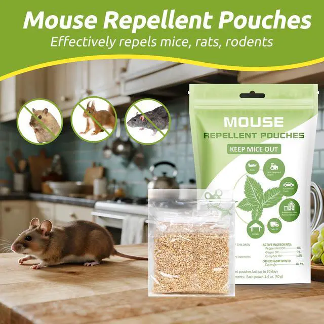 Alt view image 2 of 7 - Natural Rodent Repellent Pouches for Indoor & Outdoor, Mouse Repellent Pouches with Ginger, Camphor & Peppermint Oil, Pest Deterrent Control for Mice, Rats & Squirrels