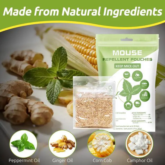 Alt view image 5 of 7 - Natural Rodent Repellent Pouches for Indoor & Outdoor, Mouse Repellent Pouches with Ginger, Camphor & Peppermint Oil, Pest Deterrent Control for Mice, Rats & Squirrels