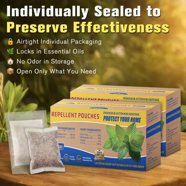 Alt view image 5 of 7 - 20 Pack Rodent Repellent Pouches, Botanical Mouse Repellent for Indoor Use, Natural Mice Deterrent Peppermint & Lemongrass Oil, Safe for Kid & Pet, Rodent Control for House, Garage, RV, Car