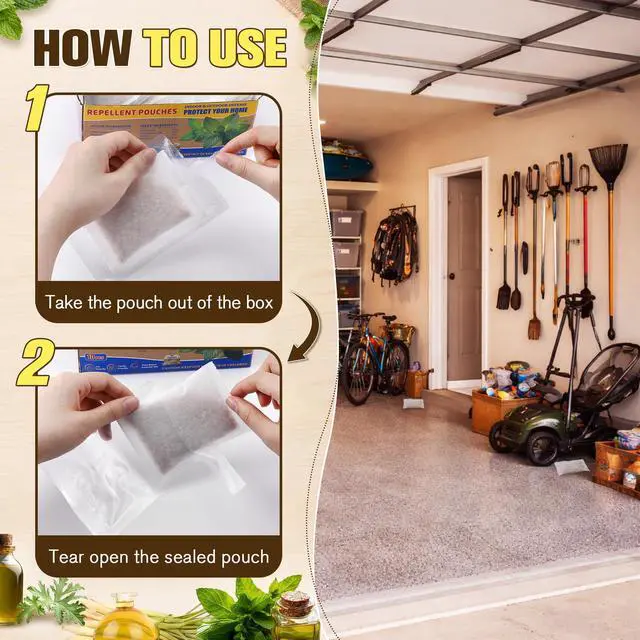 Alt view image 6 of 7 - 20 Pack Rodent Repellent Pouches, Botanical Mouse Repellent for Indoor Use, Natural Mice Deterrent Peppermint & Lemongrass Oil, Safe for Kid & Pet, Rodent Control for House, Garage, RV, Car
