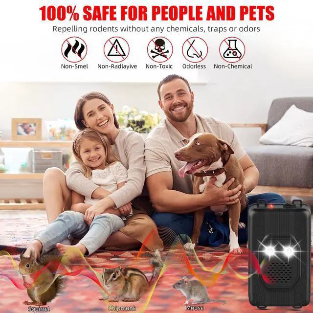 Alt view image 5 of 7 - 2 Pack Rodent Repellent for Car Engines, Ultrasonic Mouse Deterrent Battery Operated Rodent Repeller with 3 Power Modes, Electronic Rat Repeller for Vehicle, Garage, Warehouse, Attic