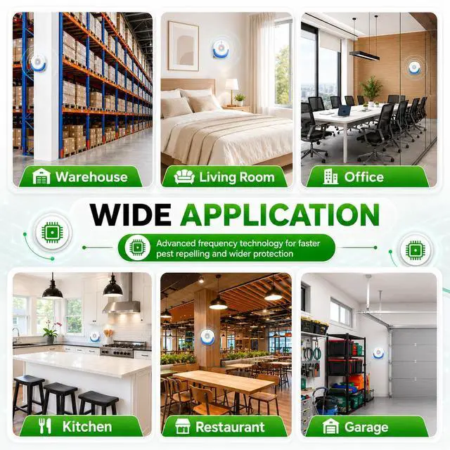 Alt view image 6 of 7 - Ultrasonic Pest Repellent Indoor 6Pack,Electronic Mouse Repeller for House,Mosquito Bug Repellent Plug-in,Rodent Mice Rat Deterrent,Spider Insect Control,Bat Repellent Devices for Kitchen Garage Attic