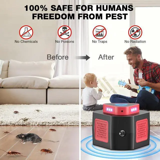 Alt view image 5 of 7 - 2 Packs Mouse Repellent Ultrasonic Plug in Indoor for House Garage Attics
