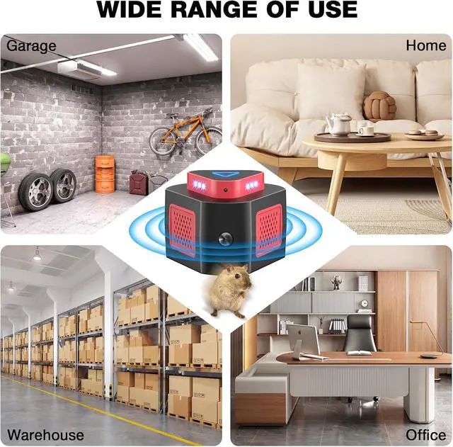 Alt view image 6 of 7 - 2 Packs Mouse Repellent Ultrasonic Plug in Indoor for House Garage Attics