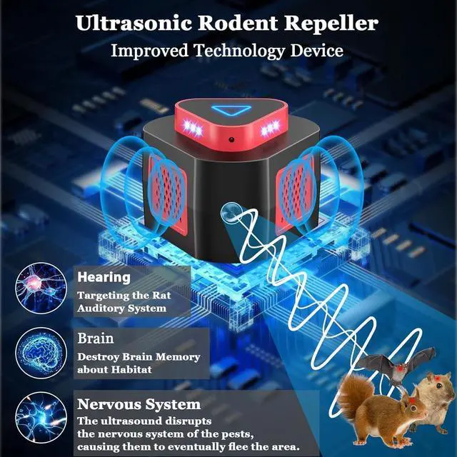 Alt view image 2 of 7 - 2 Packs Mouse Repellent Ultrasonic Plug in Indoor for House Garage Attics