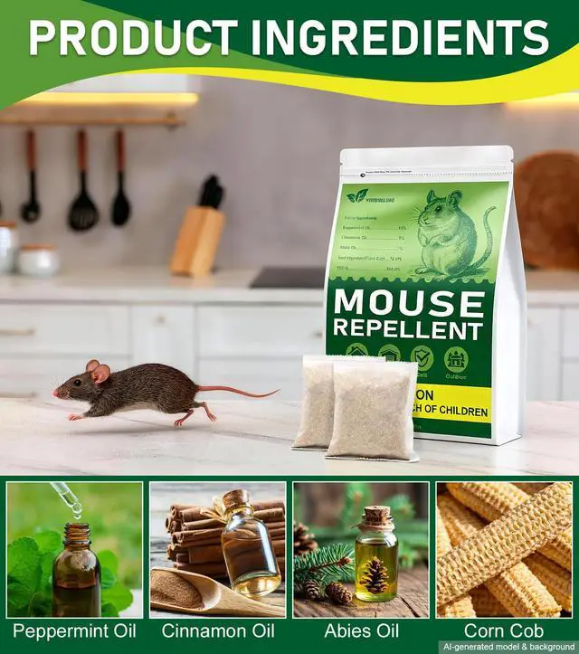 Alt view image 2 of 7 - 12 Pack Rodent Repellent Pouches,Effective & Safe Indoor Mouse Deterrent