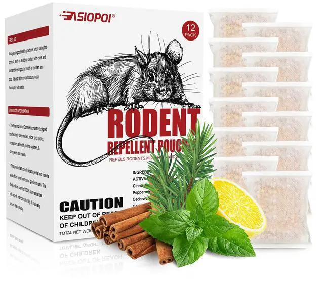 Main image of Mouse Rodent Repellent Pouches Peppermint, Castor Oil & Cinnamon Formula Natural Indoor Deterrent for Mice and Rodents Plant-Based, Long-Lasting Protection 12 Pack