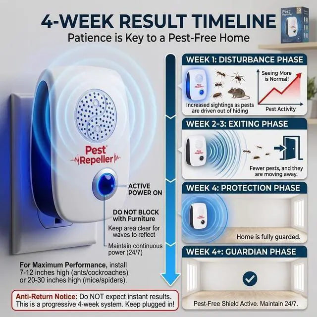 Alt view image 5 of 7 - 2026 Ultrasonic Pest Repellent Plug in Indoor 10Pack - Electronic Mouse Repellent Plug in for Mice,Roaches,Ants,Spiders - Summer Pest Control for Kitchen Pantry,Garage,Basement -Pet&Human Safe