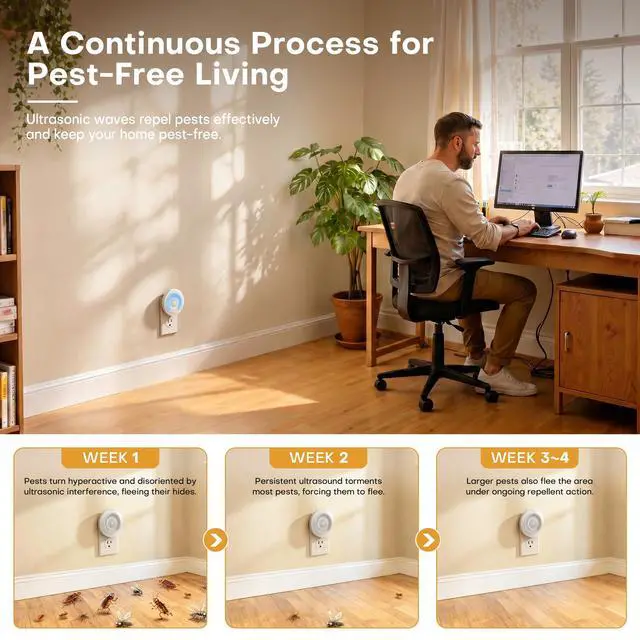 Alt view image 3 of 7 - Ultrasonic Pest Repeller, Mouse Repellent Indoor, 4 Pack